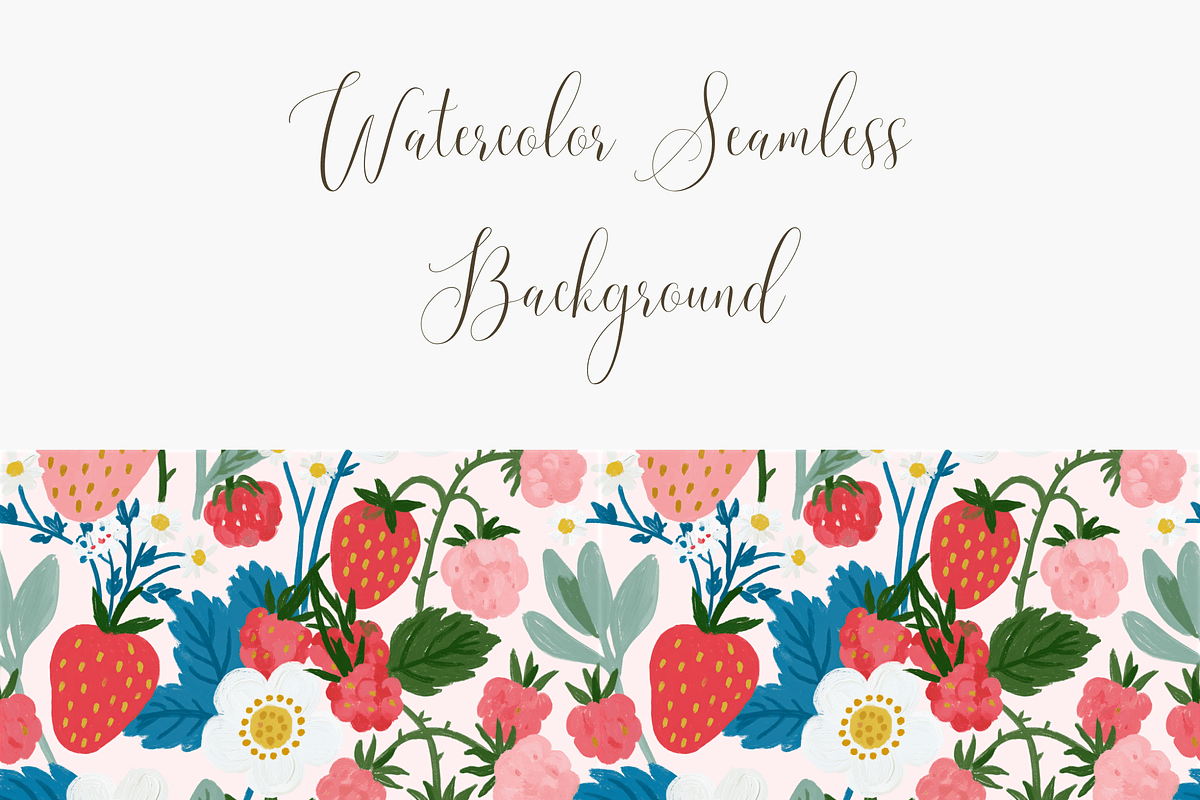 Strawberry Raspberry Floral Seamless, a Pattern Graphic by Pati Charm Studio (Photo 3 of 6)