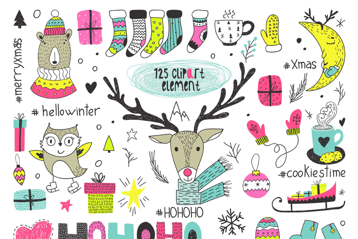 Merry & Bright Xmas - holiday set, an Animal Illustration by Bosotochka♥Art (Photo 2 of 10)
