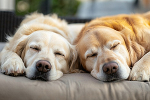 two retriever dogs sleep peacefully, an Animal Photo by Bunny's Little Shop
