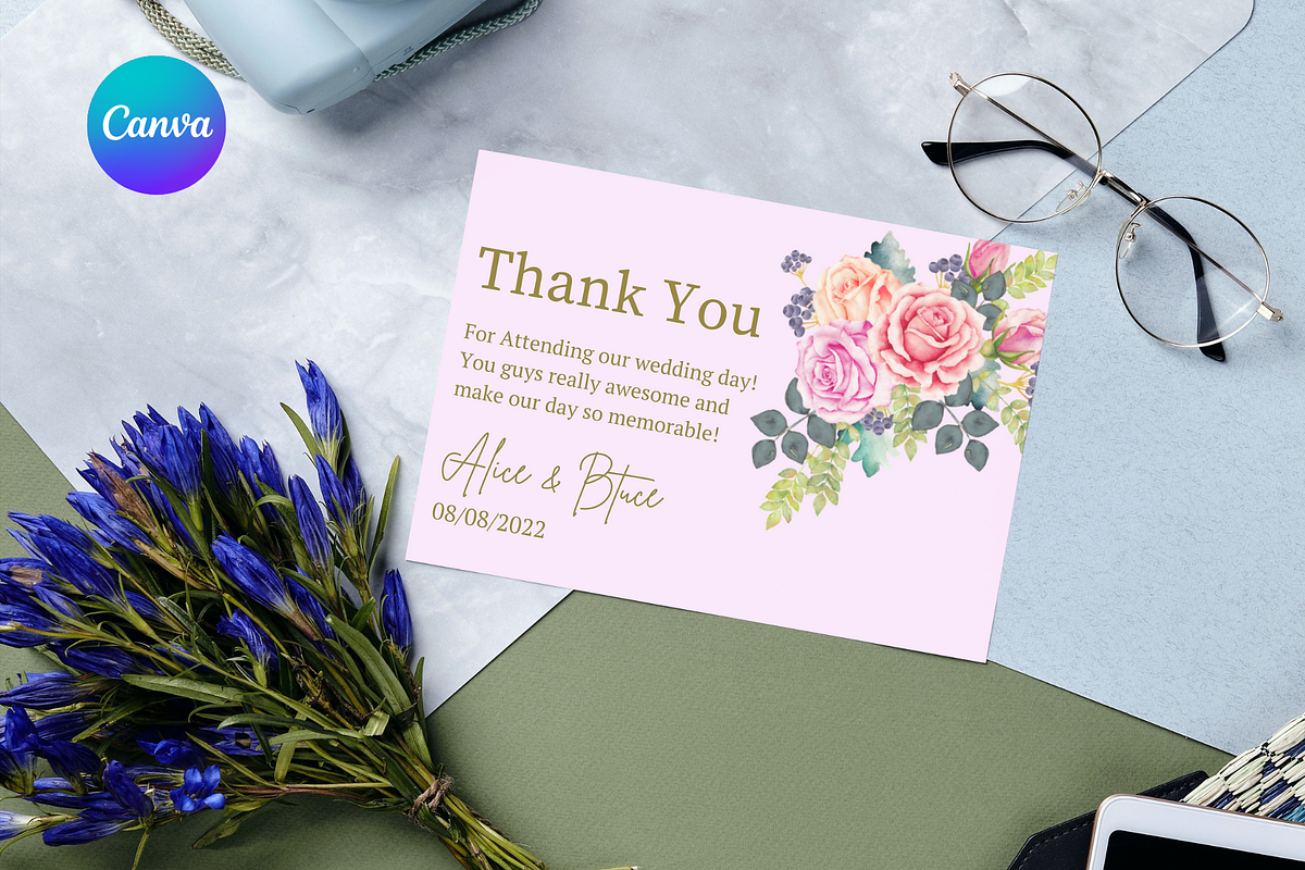 Wedding Thankyou Cards 5 in 1 Bundle, an Invitation Template by Visual Designs (Photo 4 of 5)