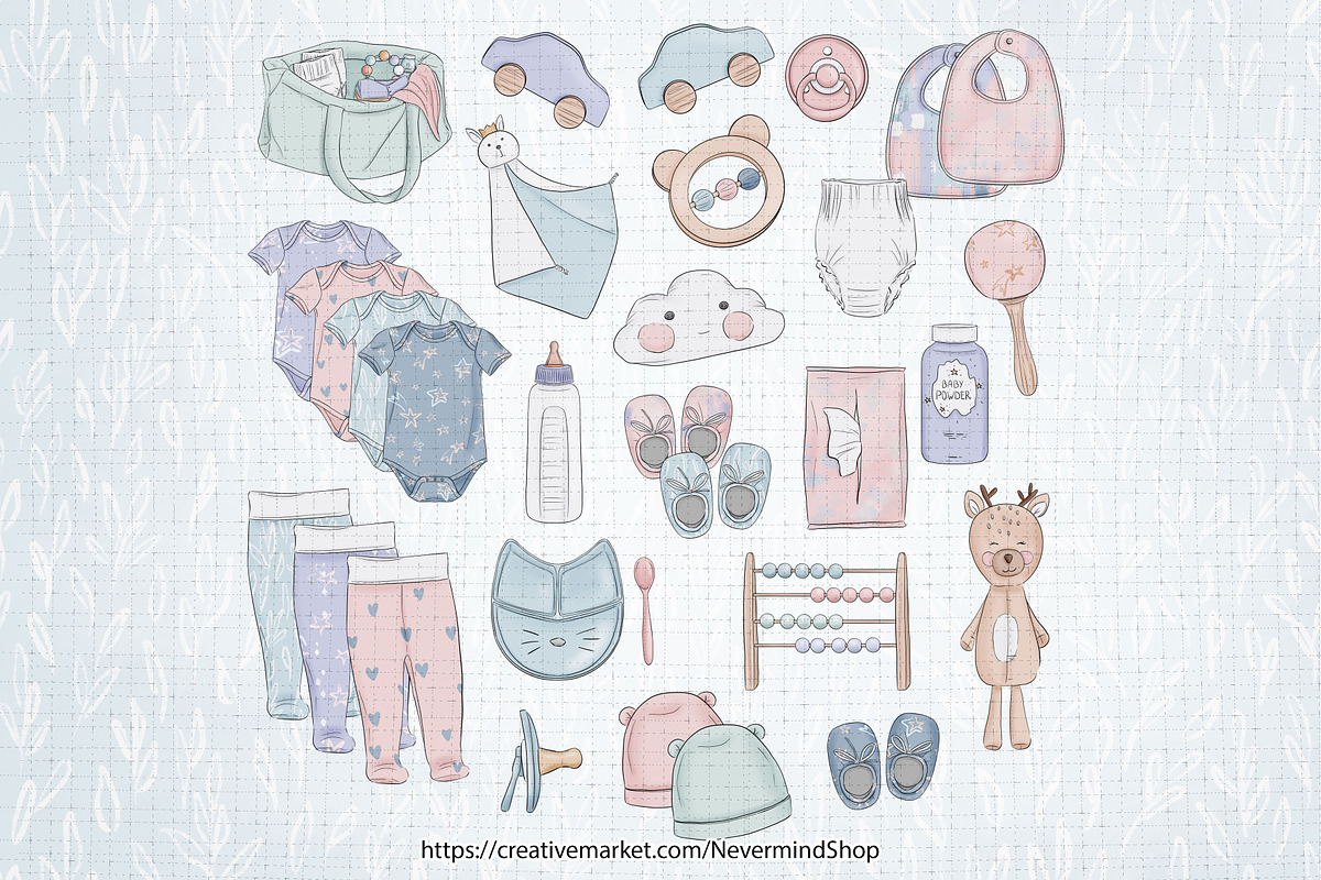 Baby nursery clipart collection, an Illustration by Nevermind (Photo 3 of 6)