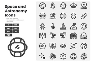 Space and Astronomy Icons, an Outline Icon by erifqizeicon