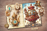 Steampunk Clockwork Scrapbook Kit, a Transportation Illustration by Secret Helper (Thumbnail 7 of 8)