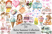 Pastel Retro Summer Collection, an Illustration by CitraGraphics (Thumbnail 1 of 5)