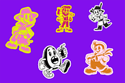 Retro Mascot Sticker Bundle, an Object Illustration by HunEyy (Thumbnail 6 of 8)