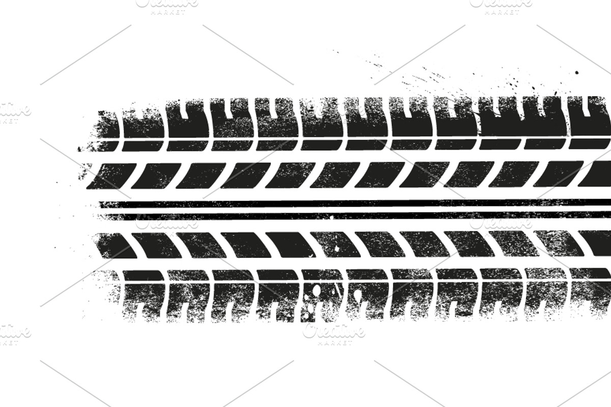 Tire Tracks With Grunge Effect, a Transportation Illustration by Black White Mouse Design (Photo 3 of 4)