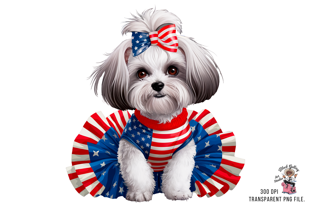 Patriotic Shih Tzu PNG Bundle, a Graphic by Clipart Bloom (Photo 2 of 15)
