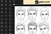 200 Procreate Male head stamp brush, a Brush Add-On by DrawingStoryShop (Thumbnail 3 of 7)