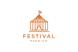 festival tent circus show line logo, a Branding & Logo Template by devastd