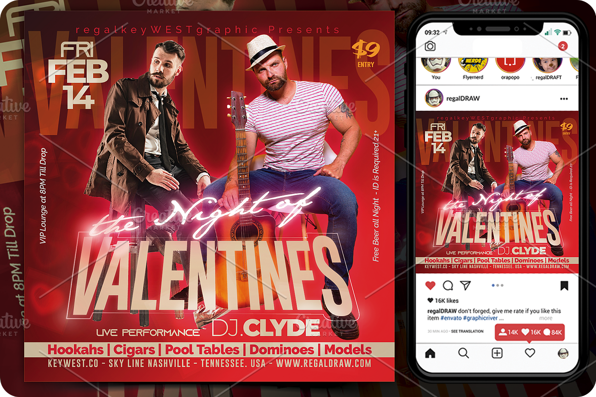 VALENTINES Instagram Post, a Social Media Template by regalDRAW (Photo 1 of 3)