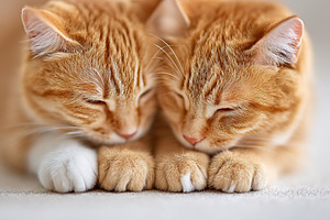 Adorable orange tabby cats sleeping together, an Animal Photo by AlyaAnd