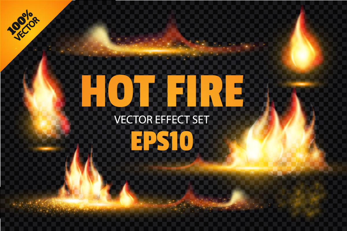 Vector Fire Effect Elements. Eps,Ai., an Object Graphic by feaspb