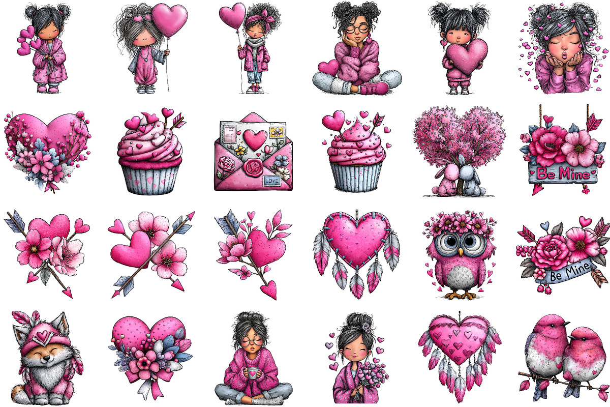 Whimsical Valentine’s Day Clipart, an Illustration by DreamCafeArt (Photo 3 of 6)