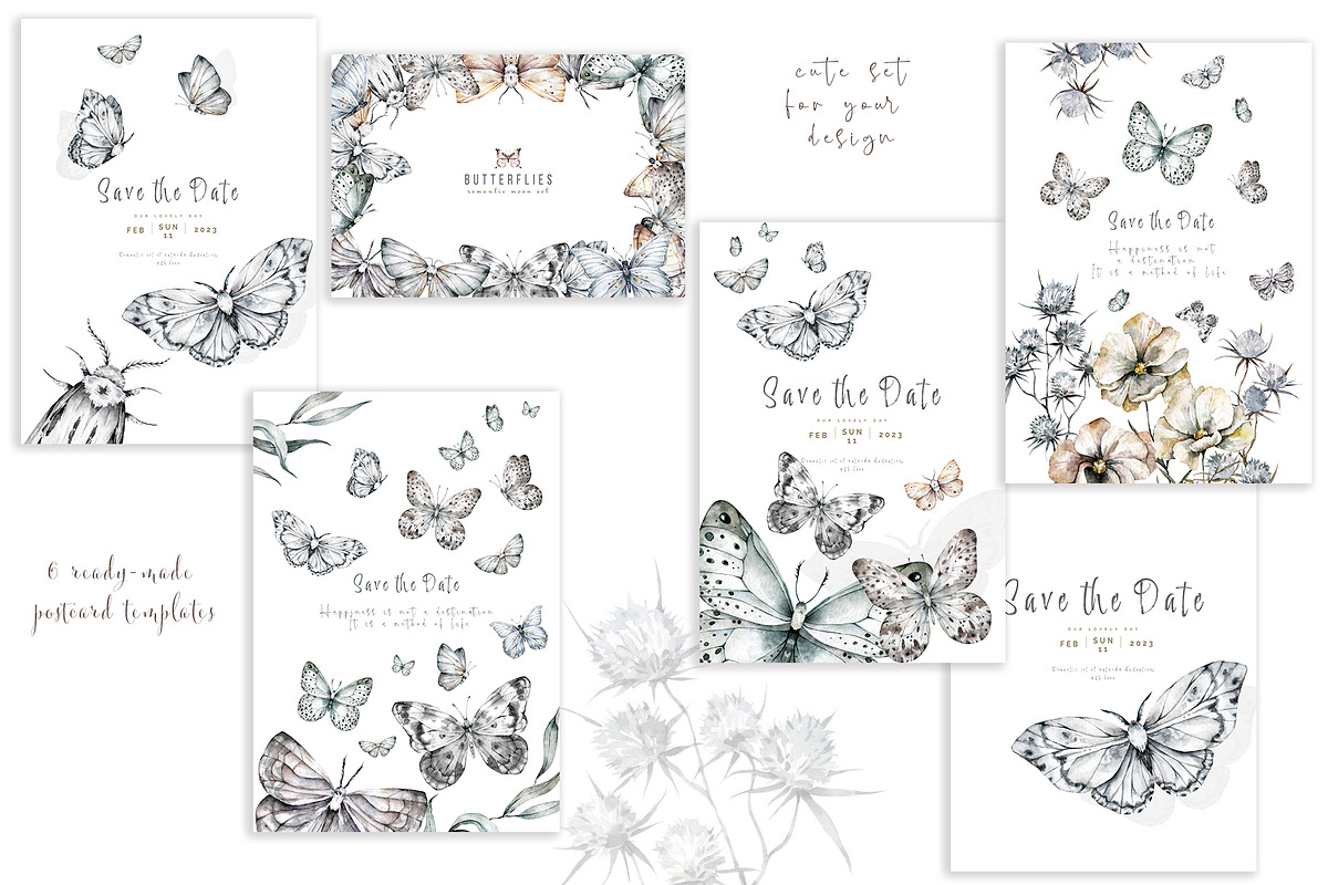 Watercolor butterflies Romantic set, an Animal Illustration by Ann Art Houze (Photo 2 of 8)