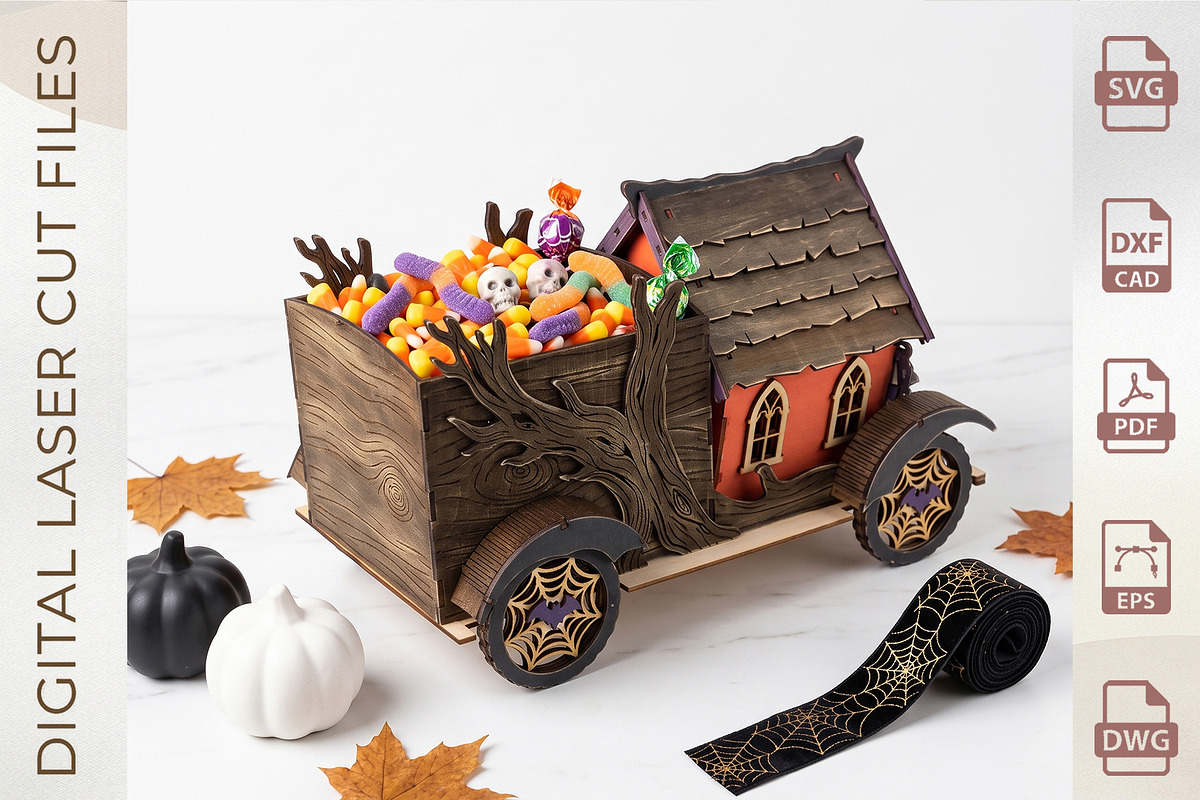 Haunted House Candy Truck Laser Cut, an Object Graphic by WoodoraCut (Photo 7 of 8)