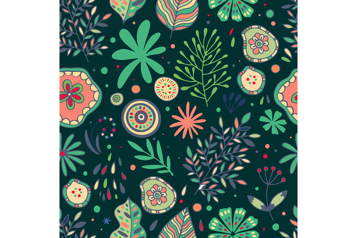 Garden flower, plants trend pattern, a Pattern Graphic by RoMashkaVector