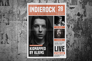 Indie Rock Newspaper Style Flyer