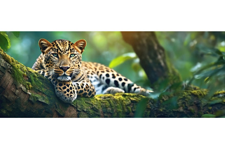 A relaxed leopard lounges on a tree, an Animal Photo by Igor Tichonow
