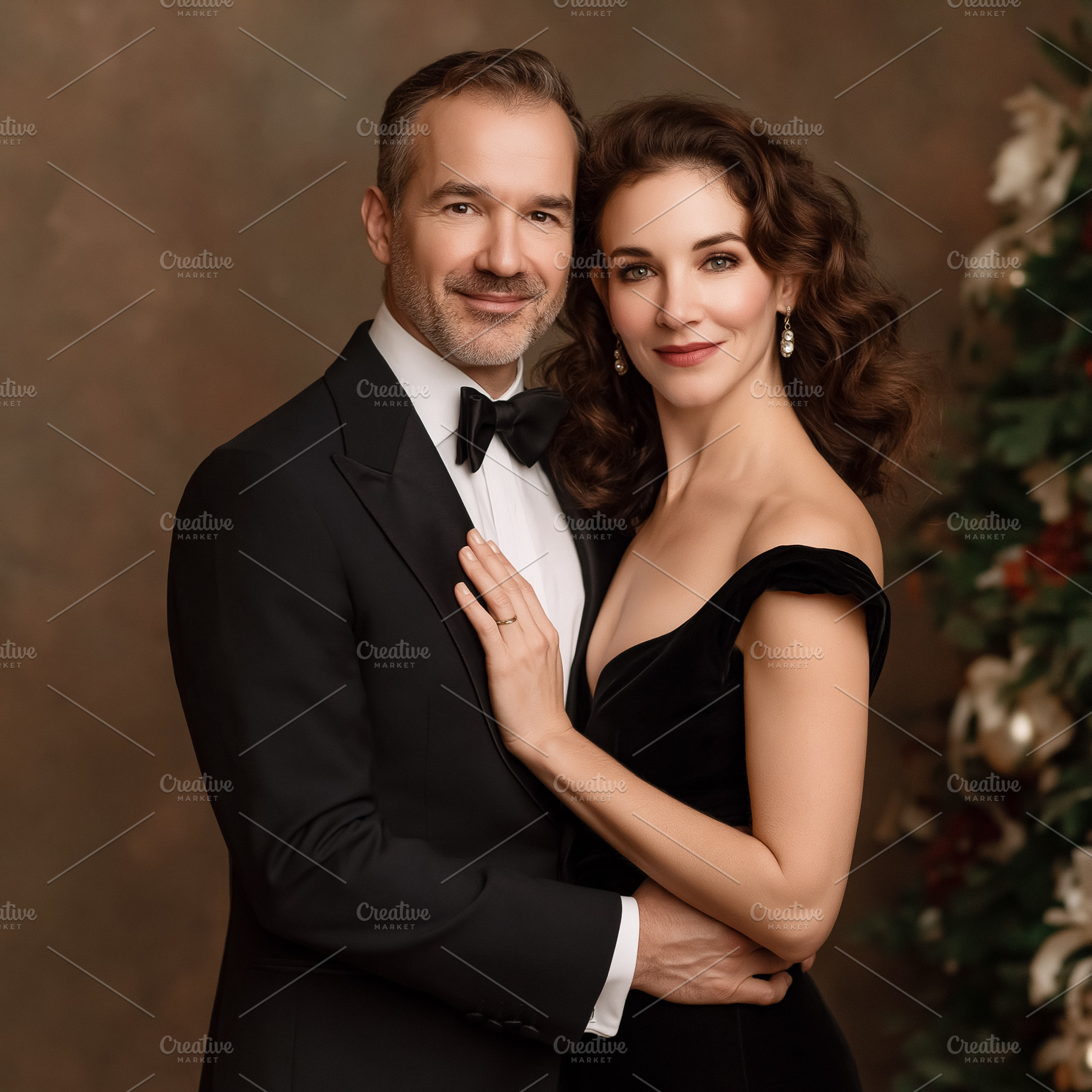 Elegant couple embracing, enjoying celebration event in formal w, a Photo by Studio ANNA