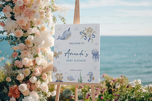 Beach Wedding Sign Mockup Reception