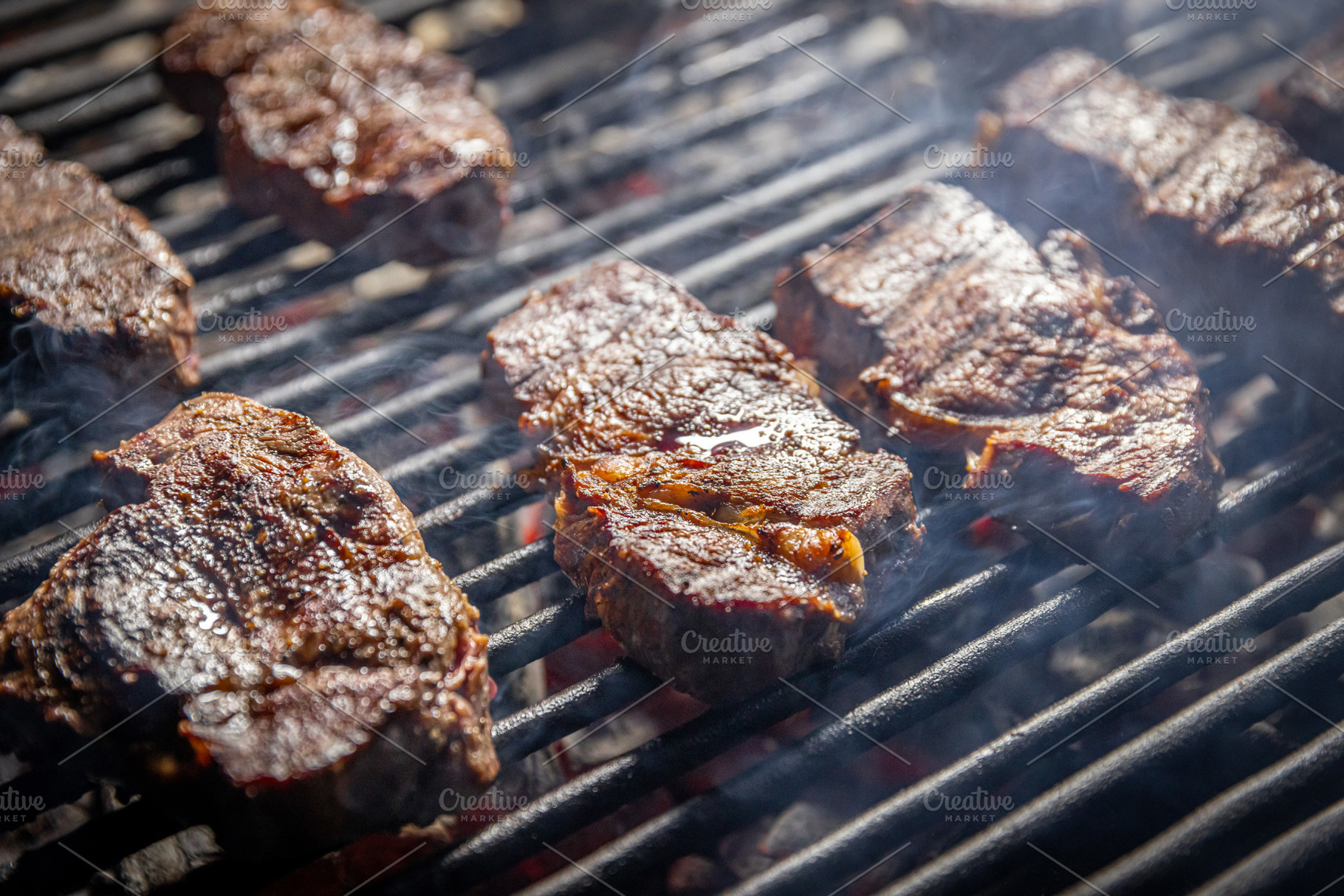 Closeup food grilled steak, a Photo by Grafvision photography