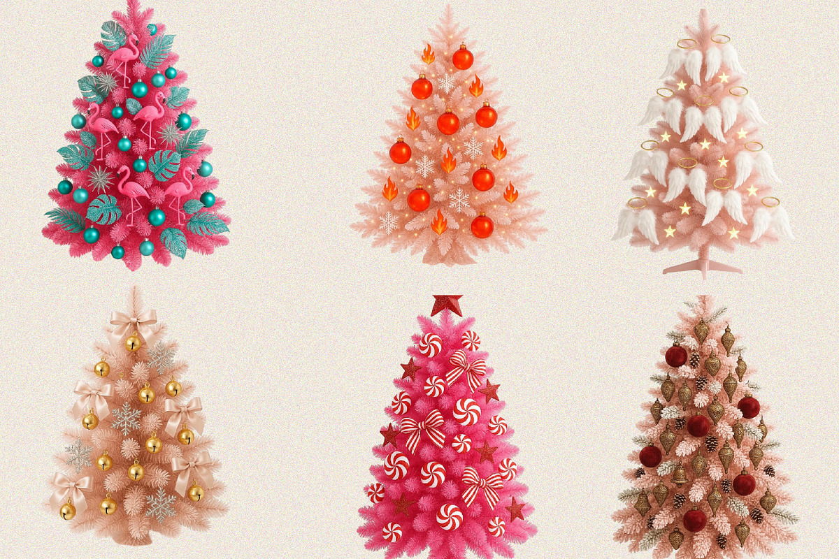 Pink Christmas Tree Clipart Bundle., an Illustration by SVGArt (Photo 7 of 8)