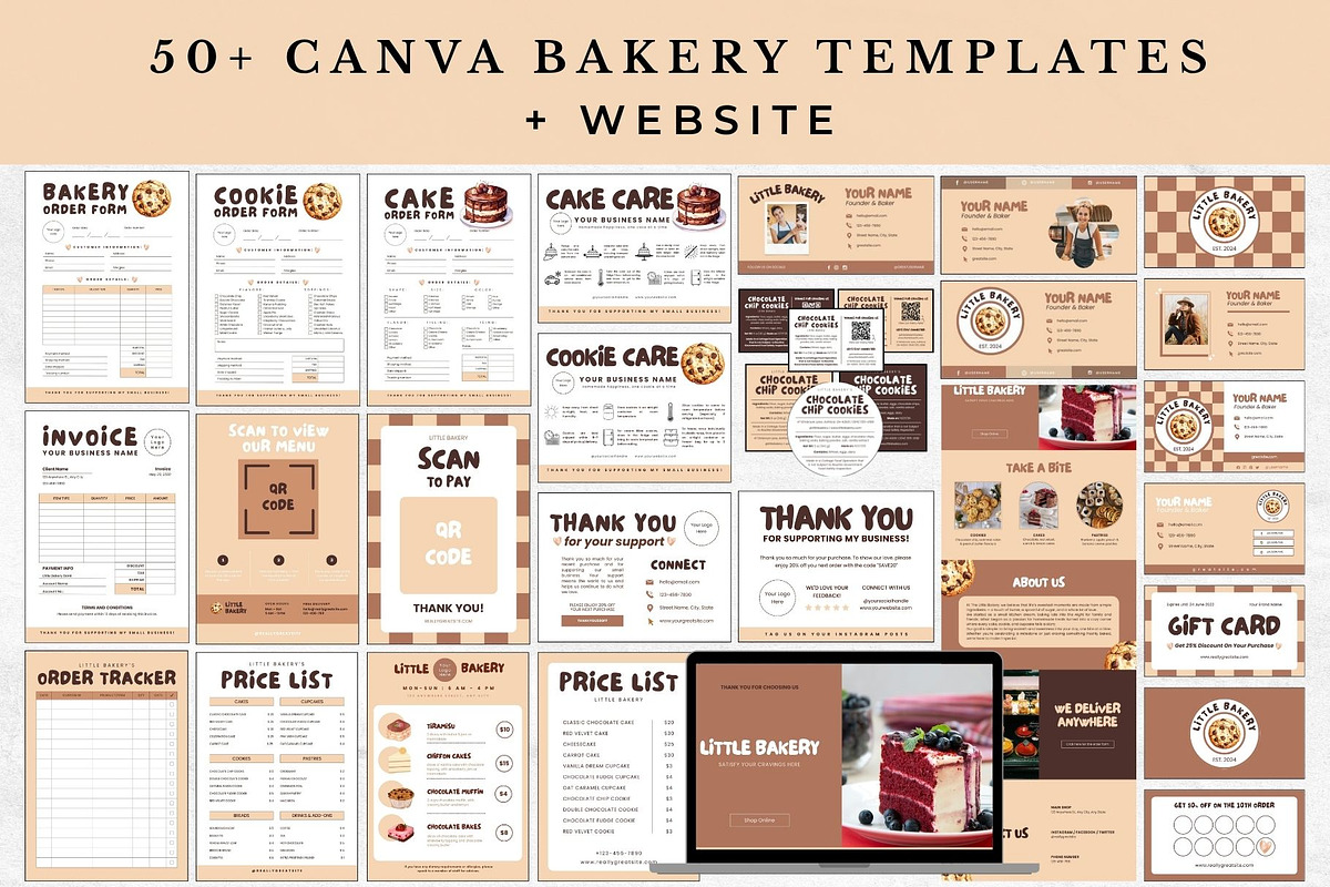 50+ Bakery Business Canva Templates, a Stationery Template by Anna Design Studio (Photo 14 of 14)