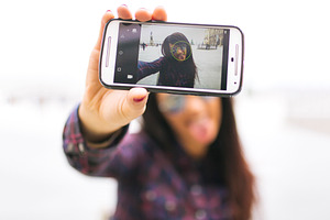 Woman selfie featuring attractive, beautiful, and beauty