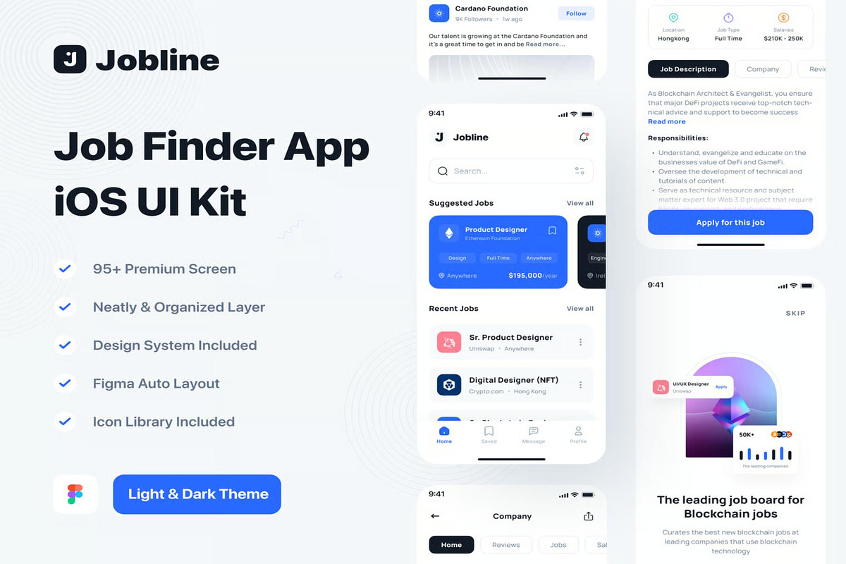 Jobline - Job Finder App iOS UI Kit, an UI Kit Template by Creative Perspective (Photo 1 of 6)