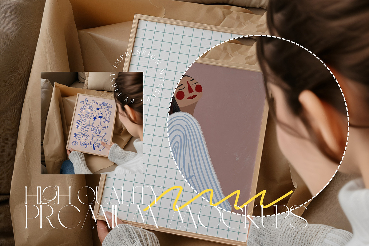4x Bundle Frame Mockup With Person, an Advertising Mockup by First Impression Mockups (Photo 5 of 7)