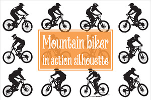 Mountain Biker Action Silhouette, an Illustration by Amazin_art