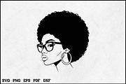 Afro Woman with Glasses SVG Design, an Object Graphic by BeeCraftR (Thumbnail 1 of 3)