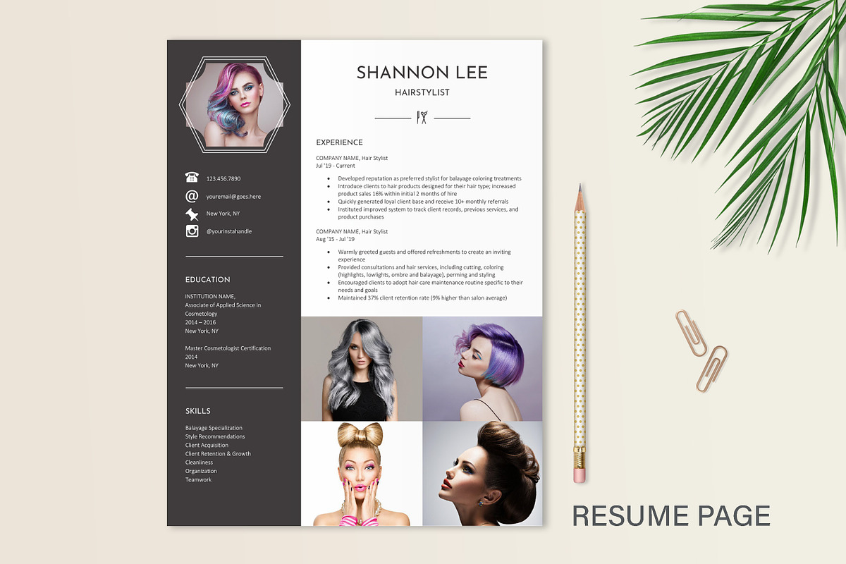 Hairstylist Resume Template a Resume Template by Stanin Studio