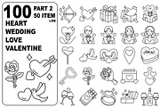 LoveWeddingHeartValentine Line100, an Outline Icon by MRPOR (Thumbnail 2 of 4)