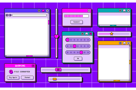 Retro ui interface elements set, a Technology Illustration by art PVP - market