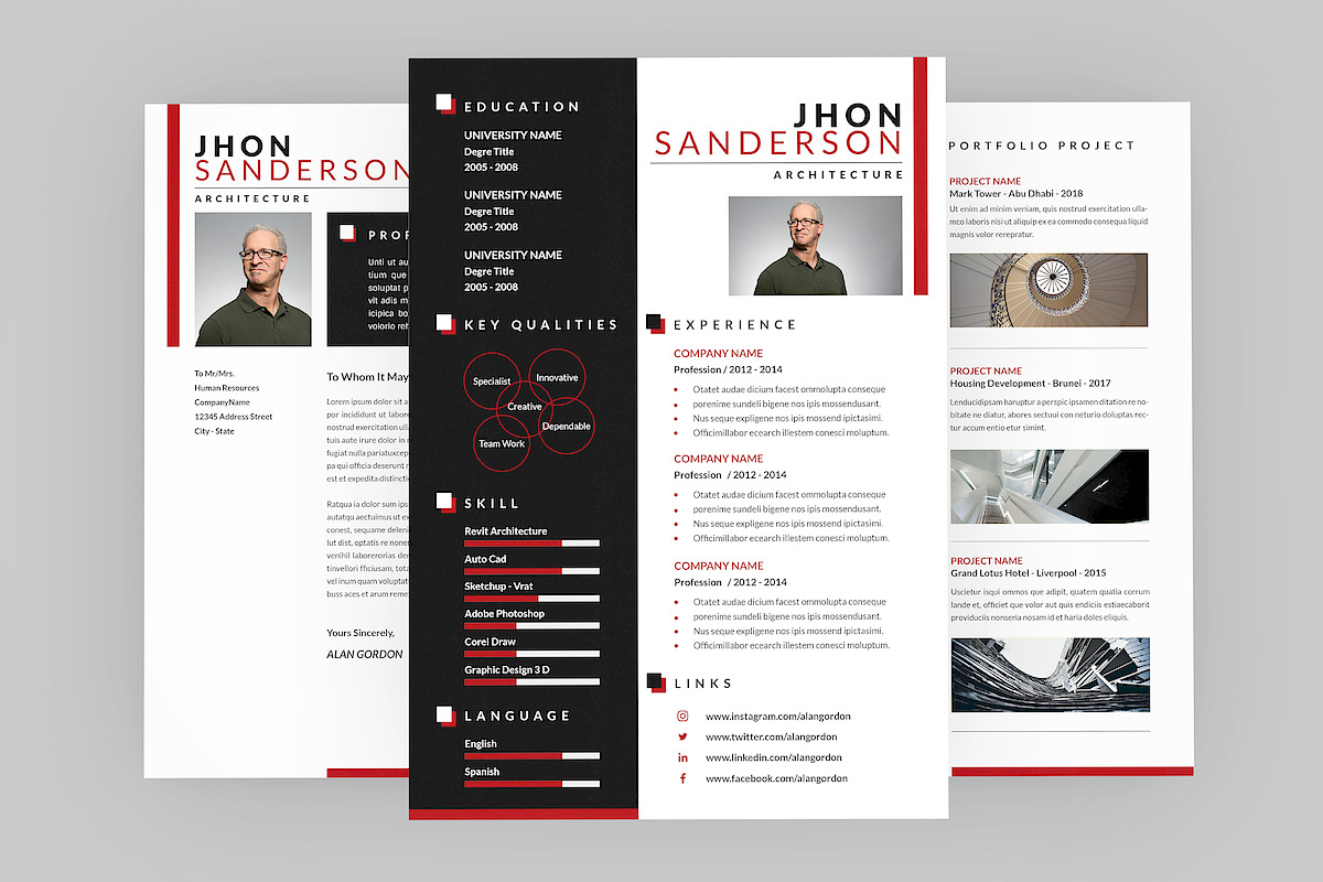 Architecture Resume Designer, a Resume Template by AQR Studio (Photo 1 of 4)