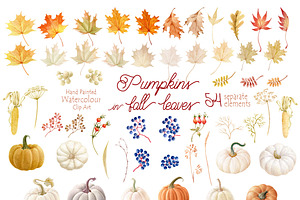 Pumpkins In Fall Leaves Collection