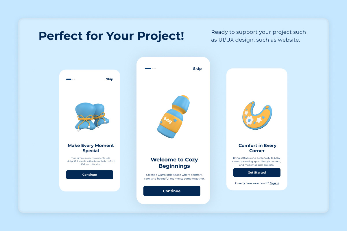 Modern Nursery 3D Icon Set, an Object Illustration by twinstd (Photo 4 of 6)