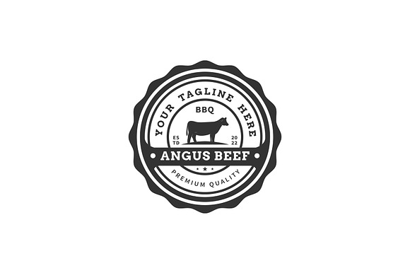Angus Beef Meat Vintage Label Logo