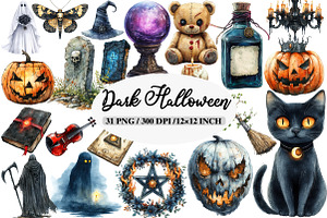 Dark Halloween Sublimation Clipart, an Illustration by Daily.Designs