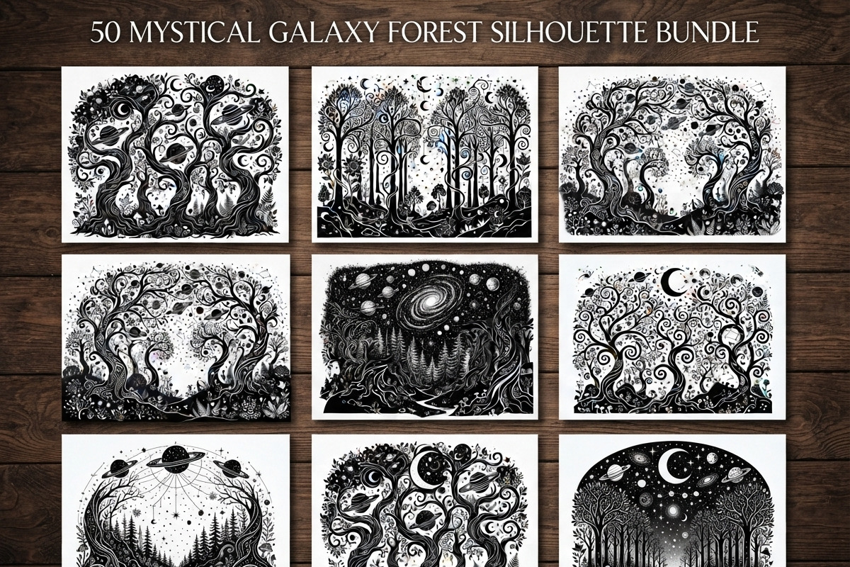 50 Mystical Galaxy Forest Silhouette, a Technology Illustration by Amazin_art (Photo 1 of 26)