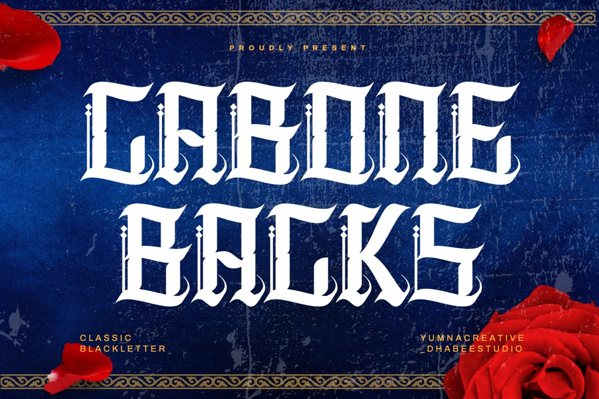 Cabone Backs - Gothic Blackletter, a Blackletter Font by Dhabee (Photo 1 of 16)