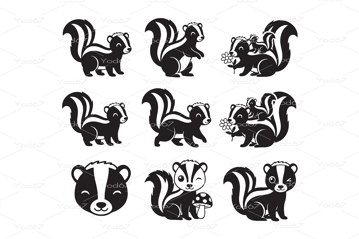 Adorable black and white skunk., an Animal Illustration by yod67