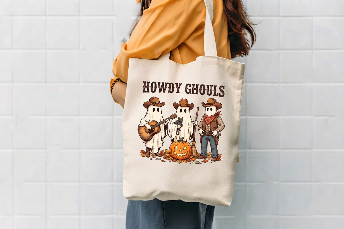 Howdy Ghouls Cowboy Ghosts PNG, a Seasonal Illustration by CrexoraLab (Photo 4 of 4)