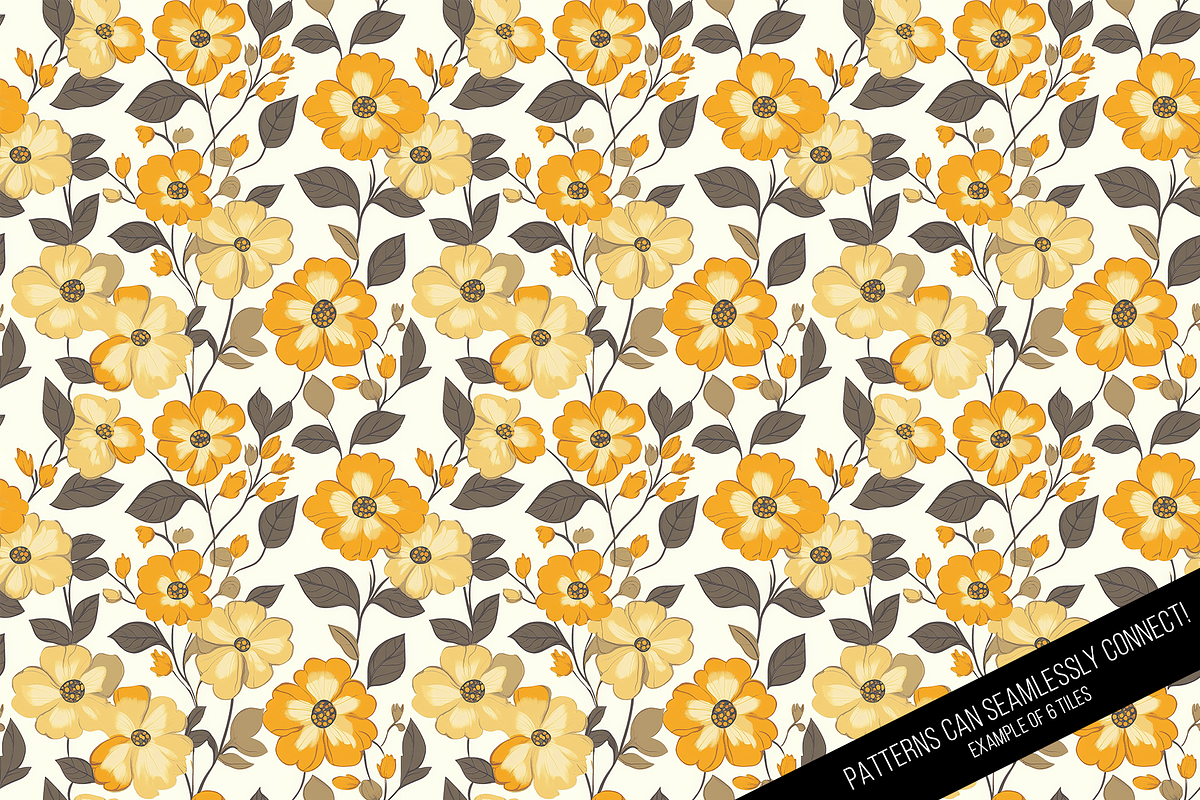 Seamless Retro Flowered Wallpaper, a Pattern Graphic by Chromolume Studio (Photo 13 of 15)