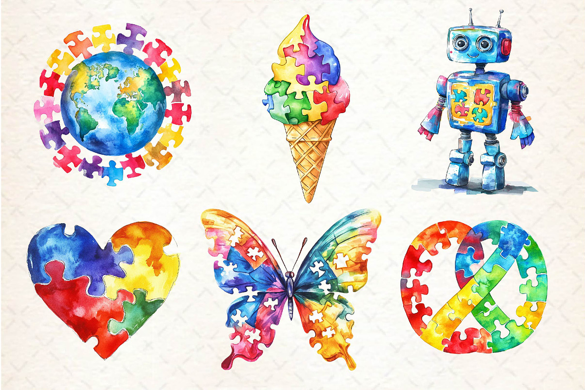 Watercolor Autism Awareness PNG, an Illustration by Dream Creation (Photo 2 of 5)