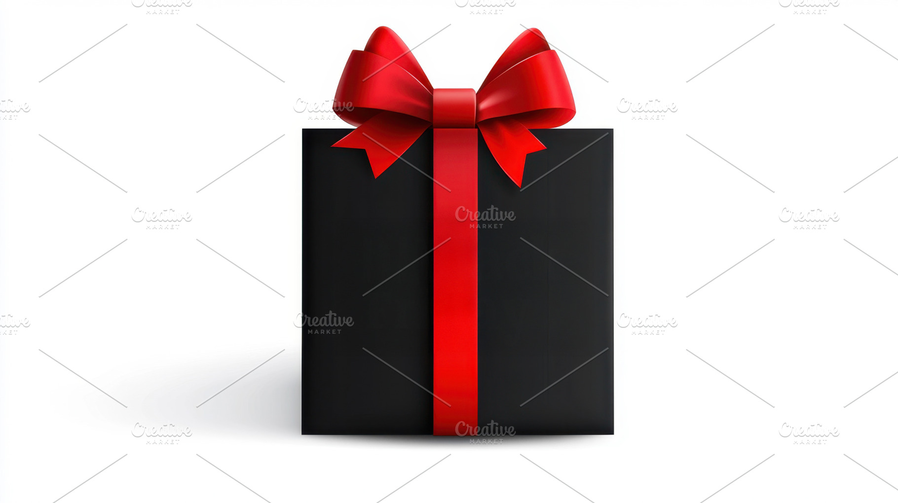 Elegant black gift box with red bow, a Photo by Beautiful things