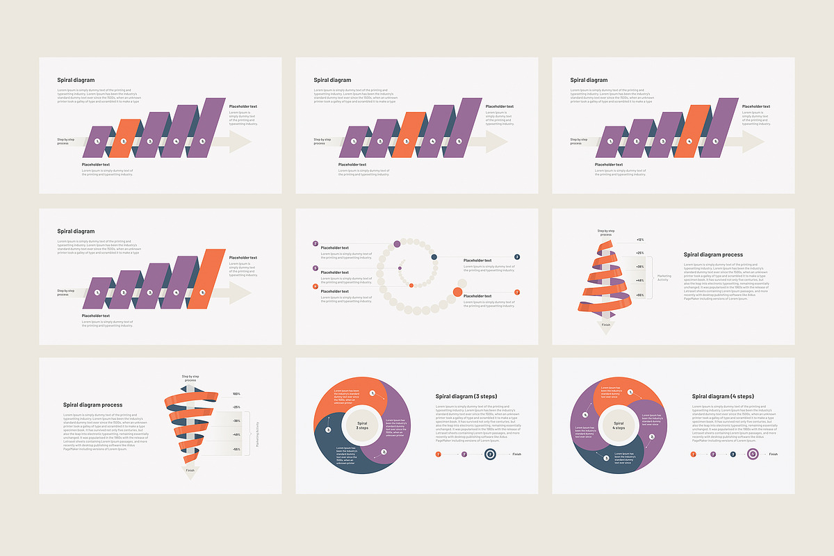 Spiral Diagrams for PowerPoint, a Presentation Template by HiSlide.io (Photo 4 of 6)