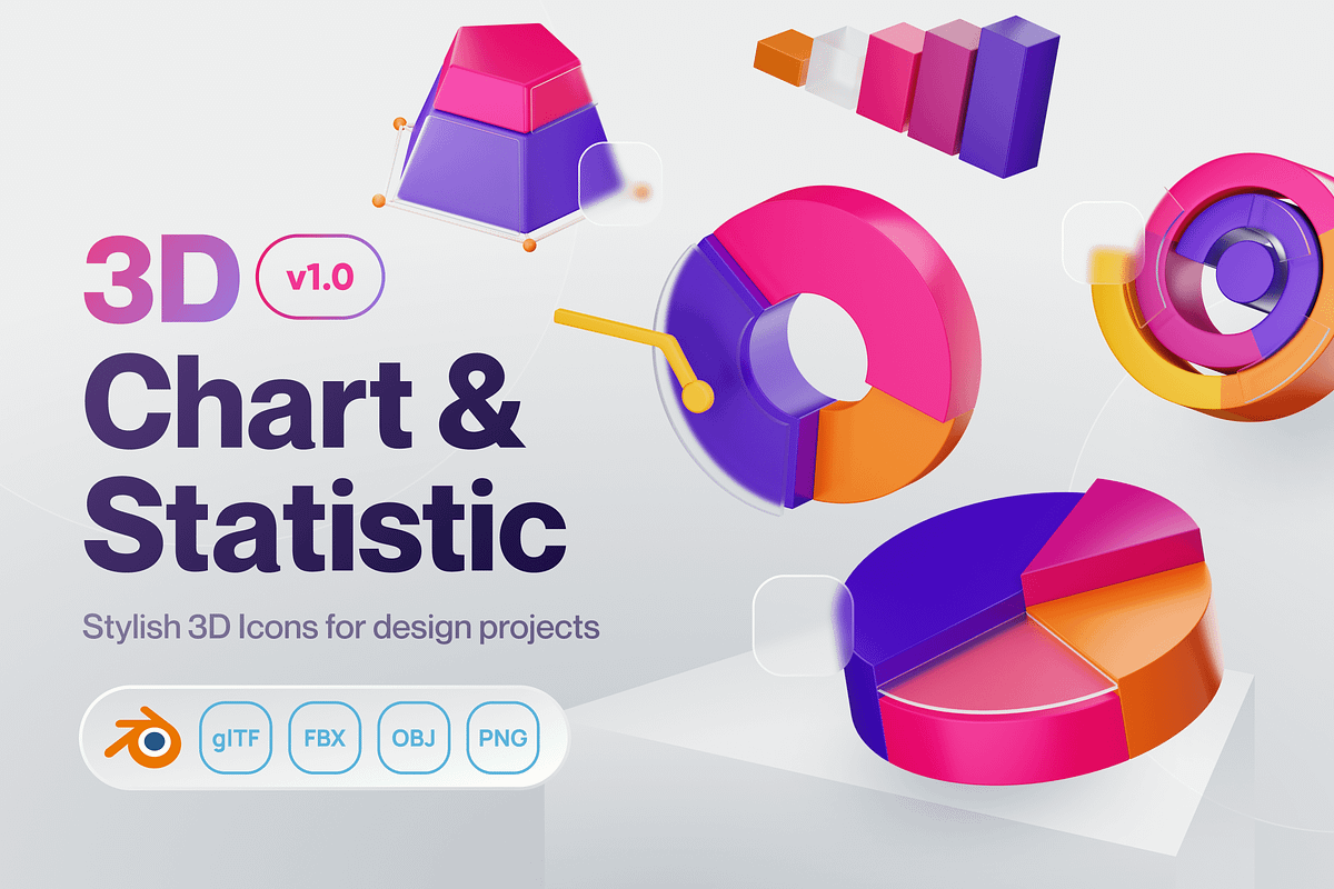 Charty - Chart & Statistic 3D Icons, an Object 3D Model by Illustraly ...