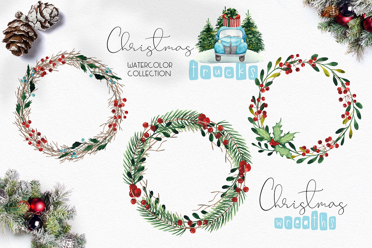 Watercolor Christmas trucks, an Object Graphic by Ana-Sakuta (Photo 6 of 19)